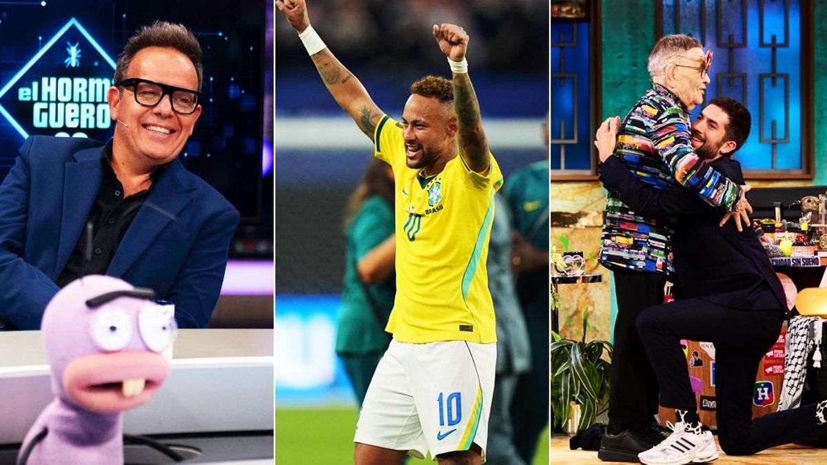 Àngel Llàcer en 'El Hormiguero' / Neymar celebra el triunfo de Brasil ante Escocia en el Mundia / David Broncano abraza a Fernando Arrabal en 'La Revuelta'