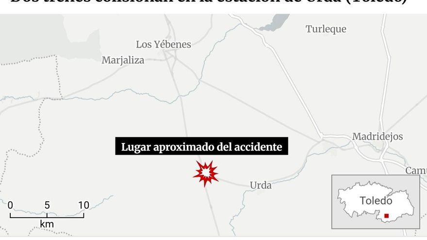 Mapa de la colisión entre dos trenes en Toledo