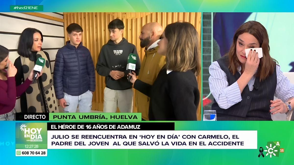 Toñi Moreno, durante la emisión de 'Hoy en día'