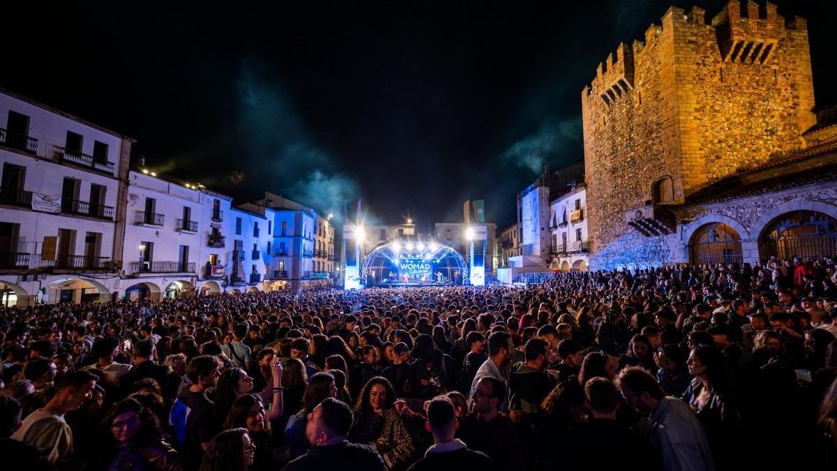 La plaza Mayor de Cáceres este viernes durante el Womad