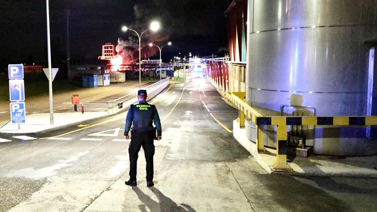 Imagen del incendio en la fábrica de Mondelez en Viana.