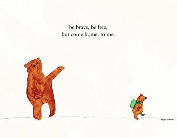 “Sé valiente, sé libre pero vuelve a casa, conmigo”. Dice este dibujo firmado por Amber Fossey.