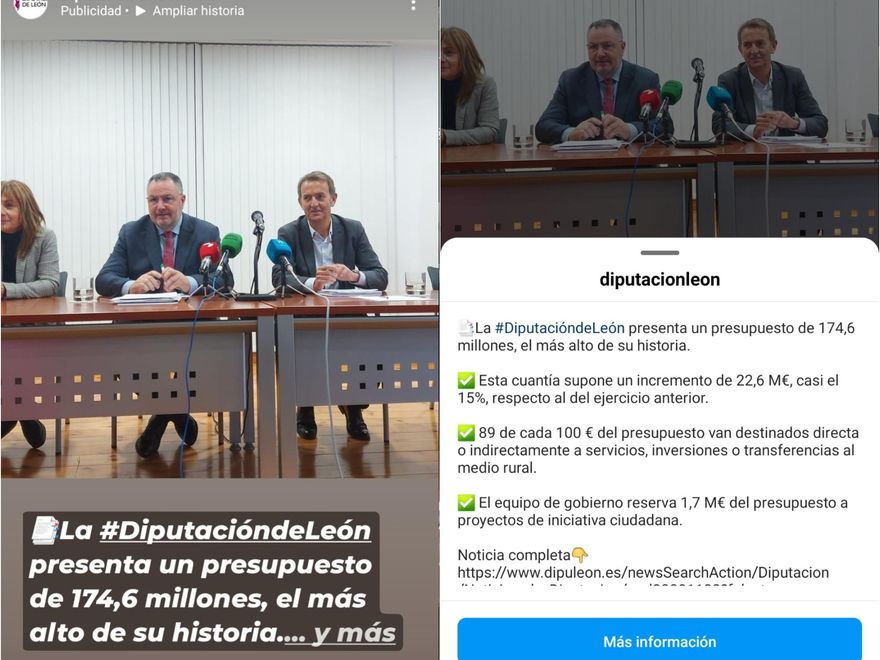 Campaña de la Diputación de León vendiendo su presupuesto como "el más alto de su historia"