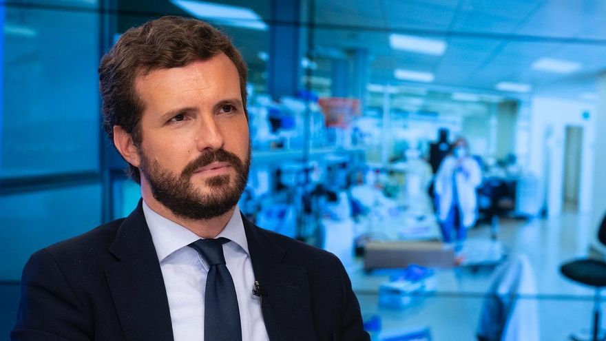 El líder del PP, Pablo Casado, ofrece una rueda de prensa tras decretar el Gobierno el estado de alarma en Madrid. En Madrid, a 9 de octubre de 2020.