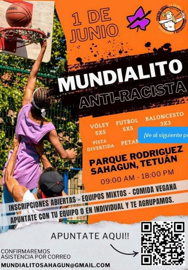 Cartel del mundialito. El QR, para apuntarse