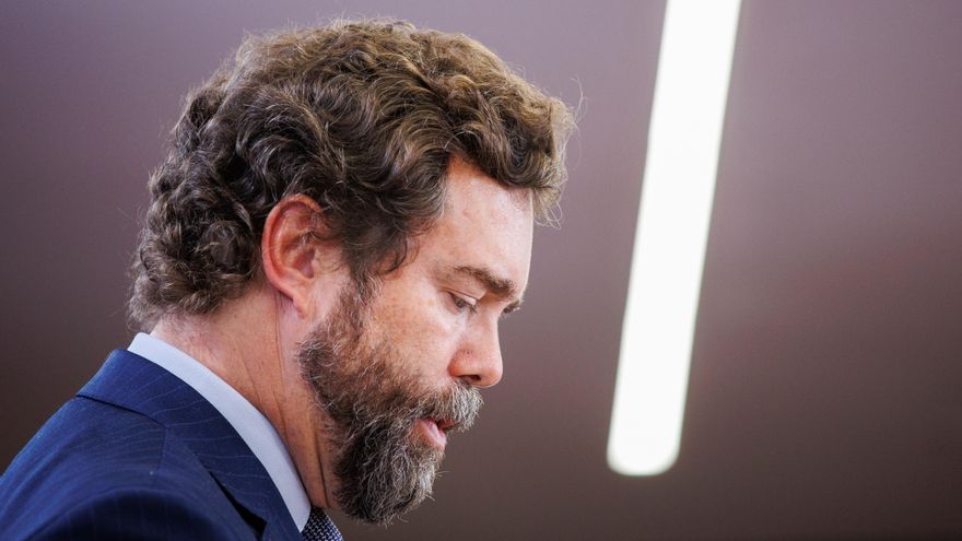 El portavoz de Vox en el Congreso, Iván Espinosa de los Monteros, interviene en una rueda de prensa