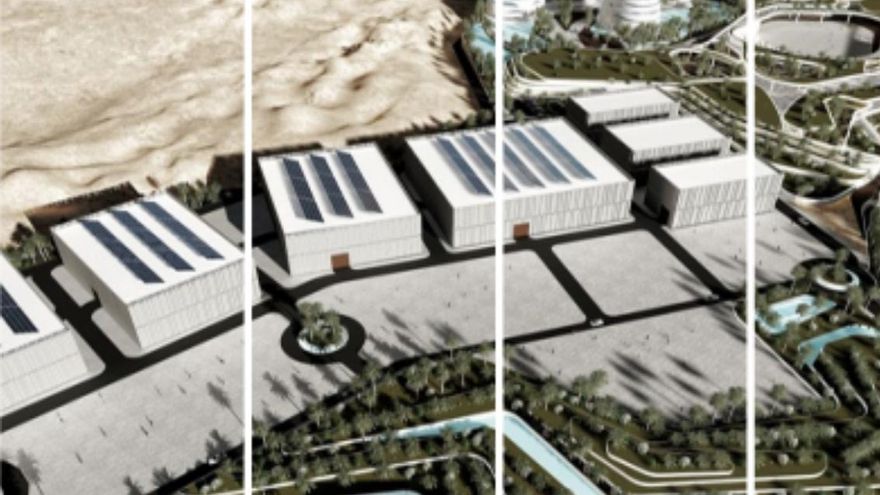 Dreamland, junto a las dunas de Corralejo, tal y como lo ilustra el dossier del proyecto