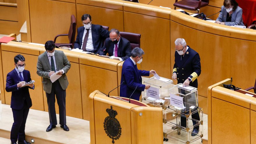 Votaciones para ratificar a los seis nuevos miembros del Tribunal de Cuentas y a Ángel Gabilondo como Defensor del Pueblo, hoy martes en el pleno del Senado, en Madrid. EFE/ Mariscal