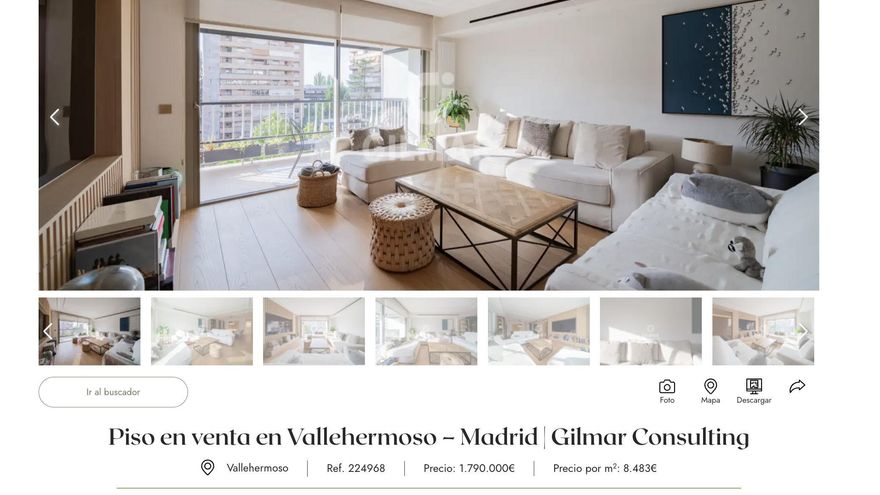 Anuncio de la venta del piso de Amador y Ayuso en una inmobiliaria.