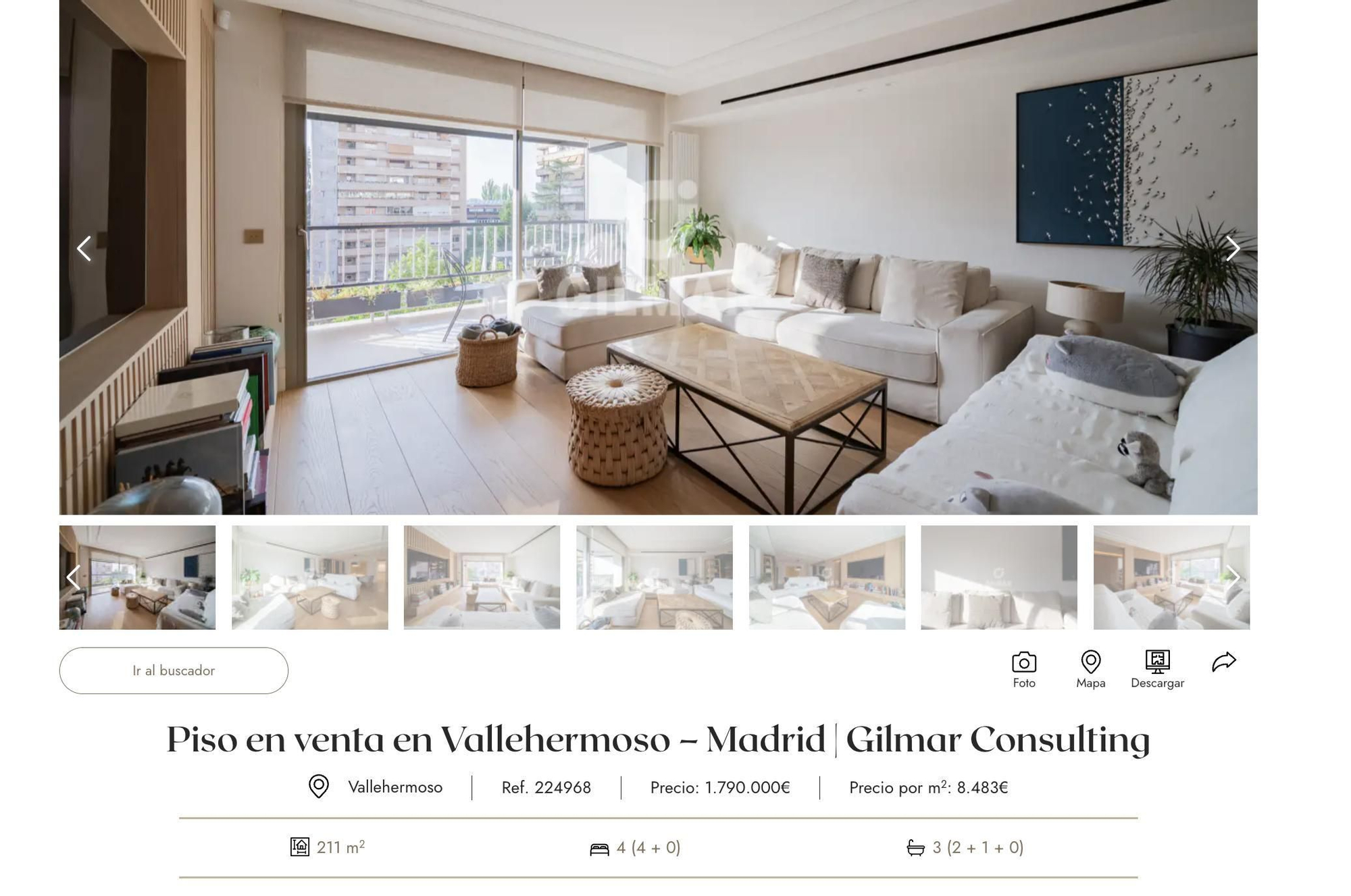 Anuncio de la venta del piso de Amador y Ayuso en una inmobiliaria.