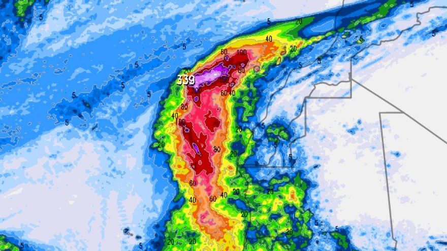 Captura del posible ciclón tropical que podría llegar a Canarias.