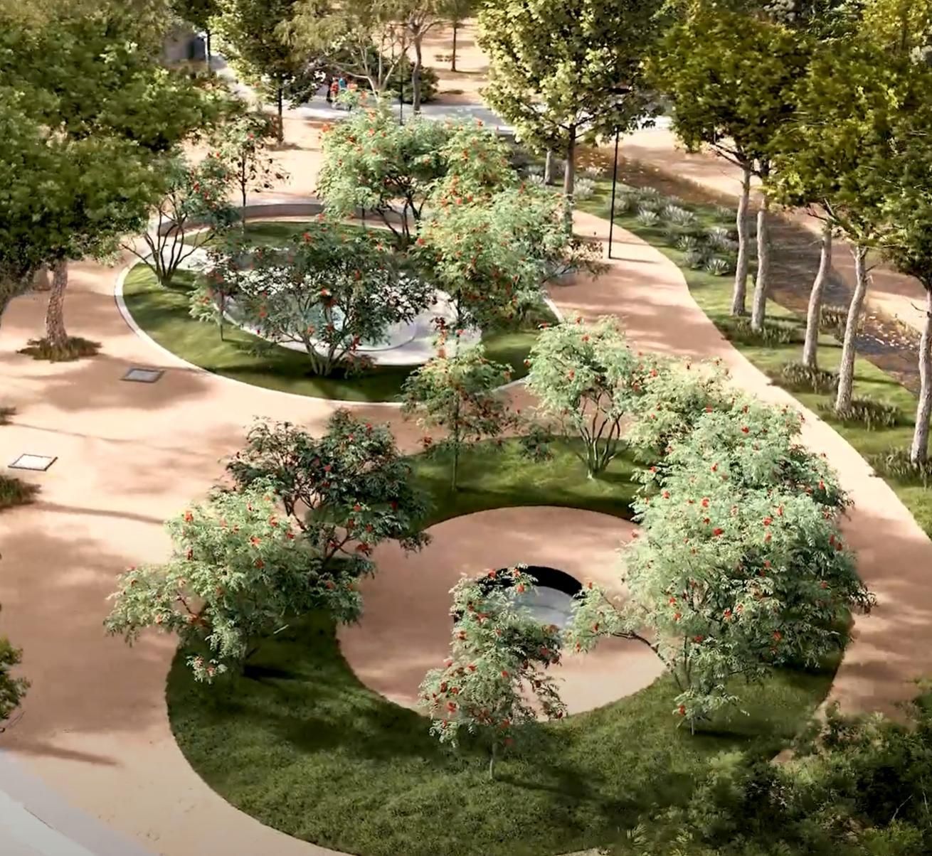 Reconstrucción de las fuentes elípticas que desaparecieron con las obras de Metro