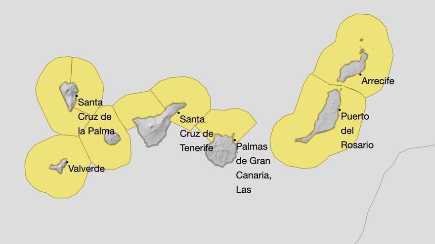 Aemet pone de nuevo a toda Canarias en aviso amarillo este fin de semana