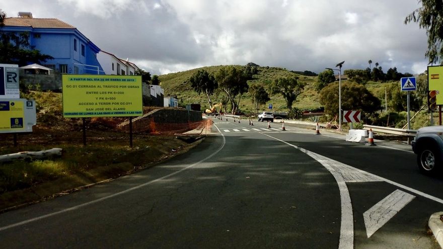 Obras en la carretera de Teror.