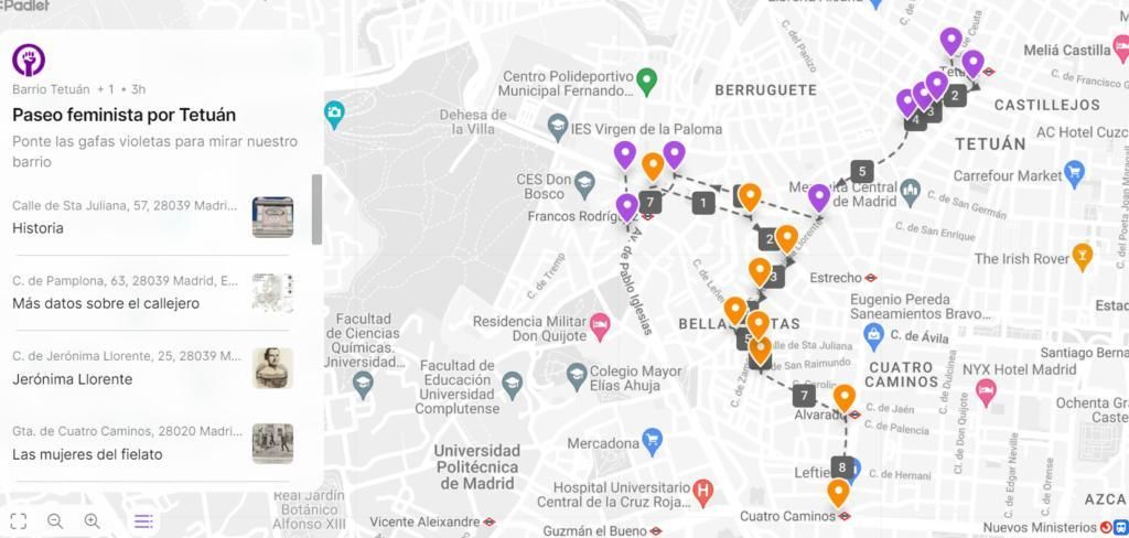 Mapa con los paseos virtuales