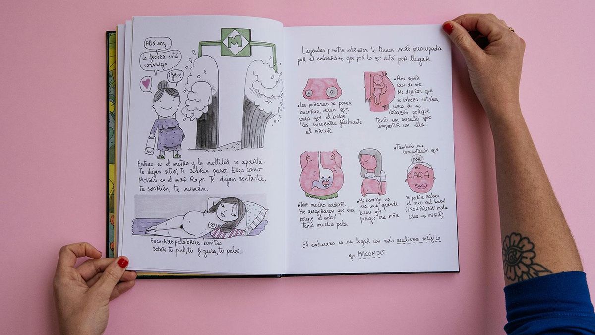 Ilustraciones del libro 'El meteorito', de Amaia Arrazola sobre su maternidad