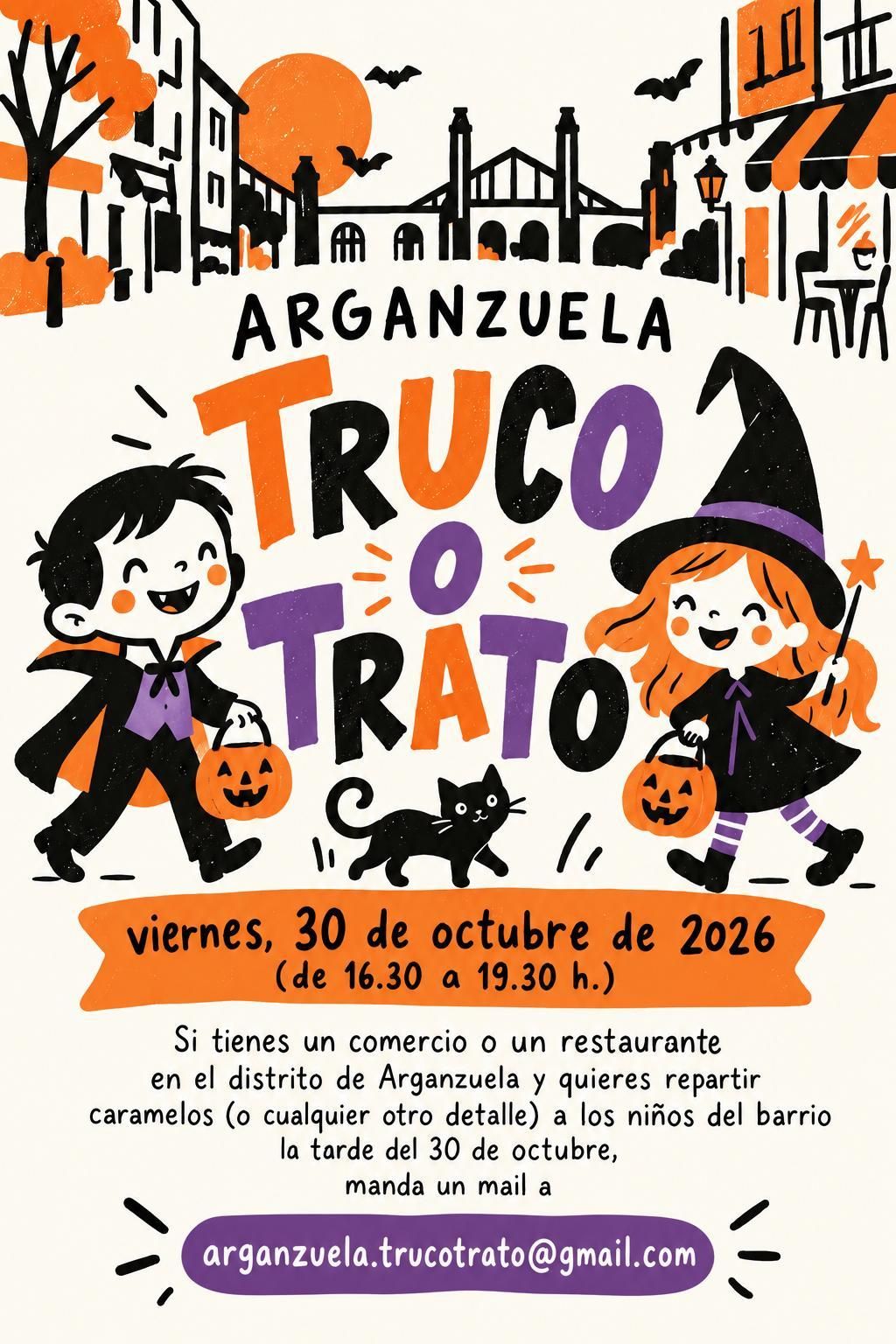 Cartel de la ruta de truco o trato 2026 en Arganzuela