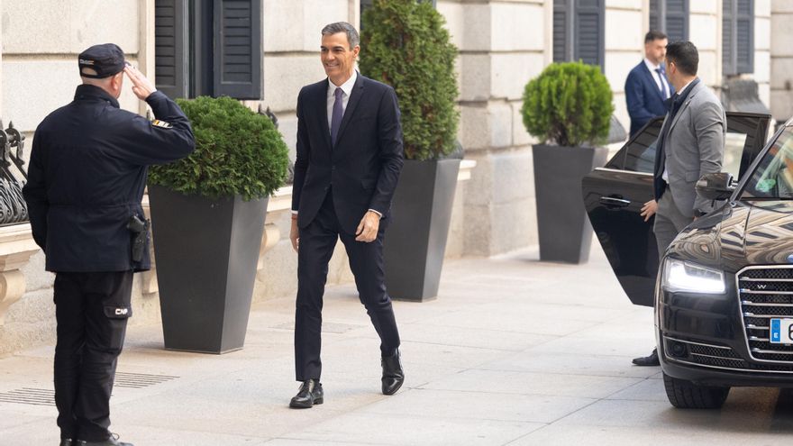 El presidente del Gobierno, Pedro Sánchez, a su llegada a un pleno en el Congreso de los Diputados.