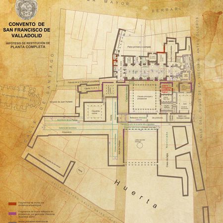 Plano del desaparecido convento de San Francisco de Valladolid.