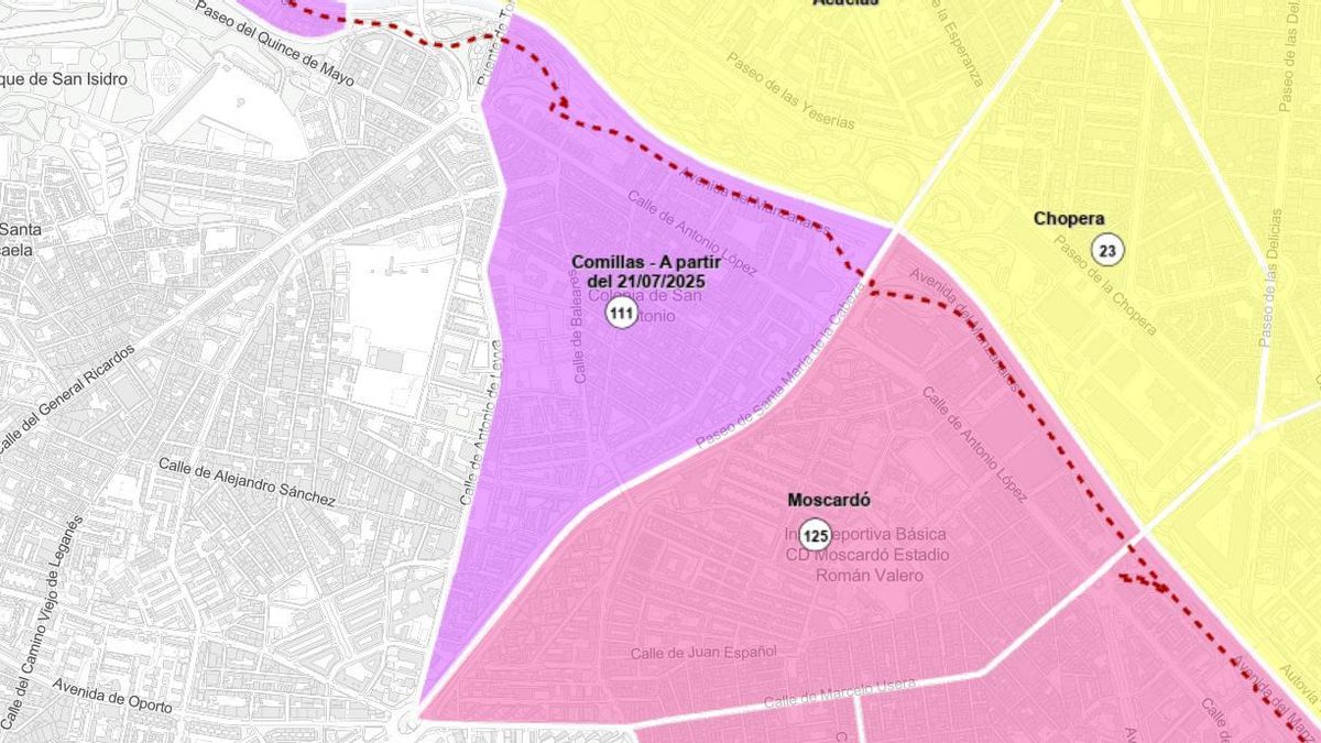 Nueva ampliación del SER en Comillas (en morado), según la web municipal