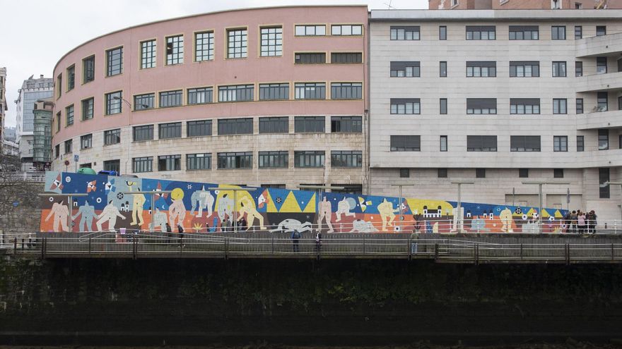 Mural contra la violencia machista y en recuerdo de las víctimas en Bilbao