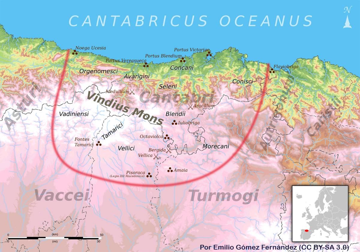 Mapa de la Cantabria Prerromana en la época de las Guerras Astur-Cántabras