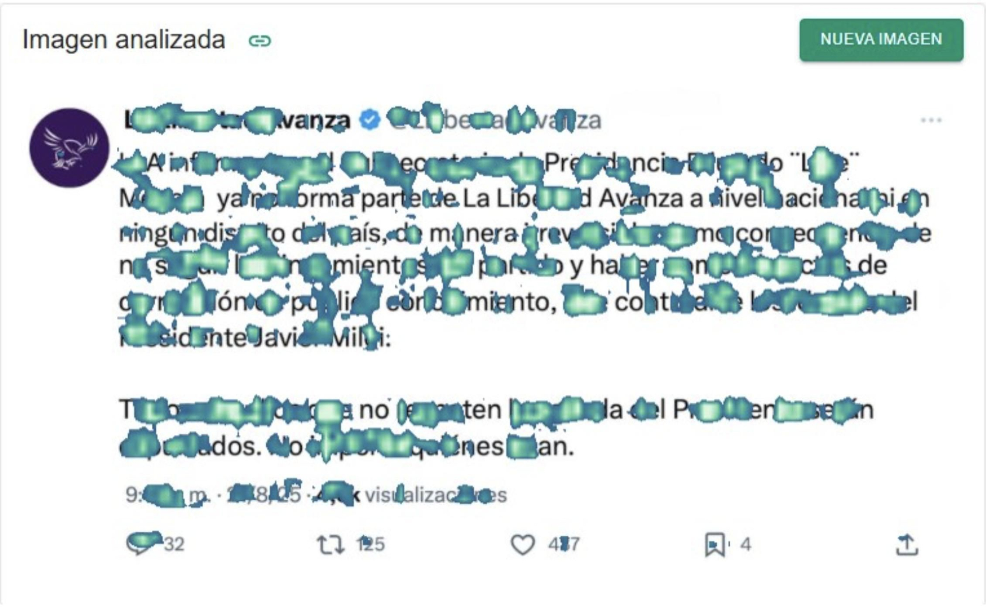 La herramienta Forensic de InVID-WeVerify arroja que el contenido fue editado, ya que presenta diversas marcas que indican sospechas de manipulación.