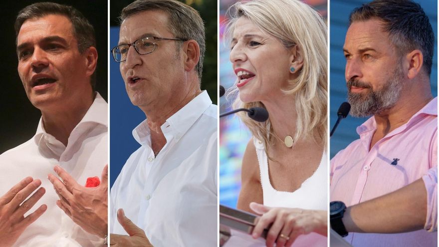 Sánchez y Díaz se revuelven contra los bulos de Feijóo y sus alianzas con la extrema derecha en el fin de campaña