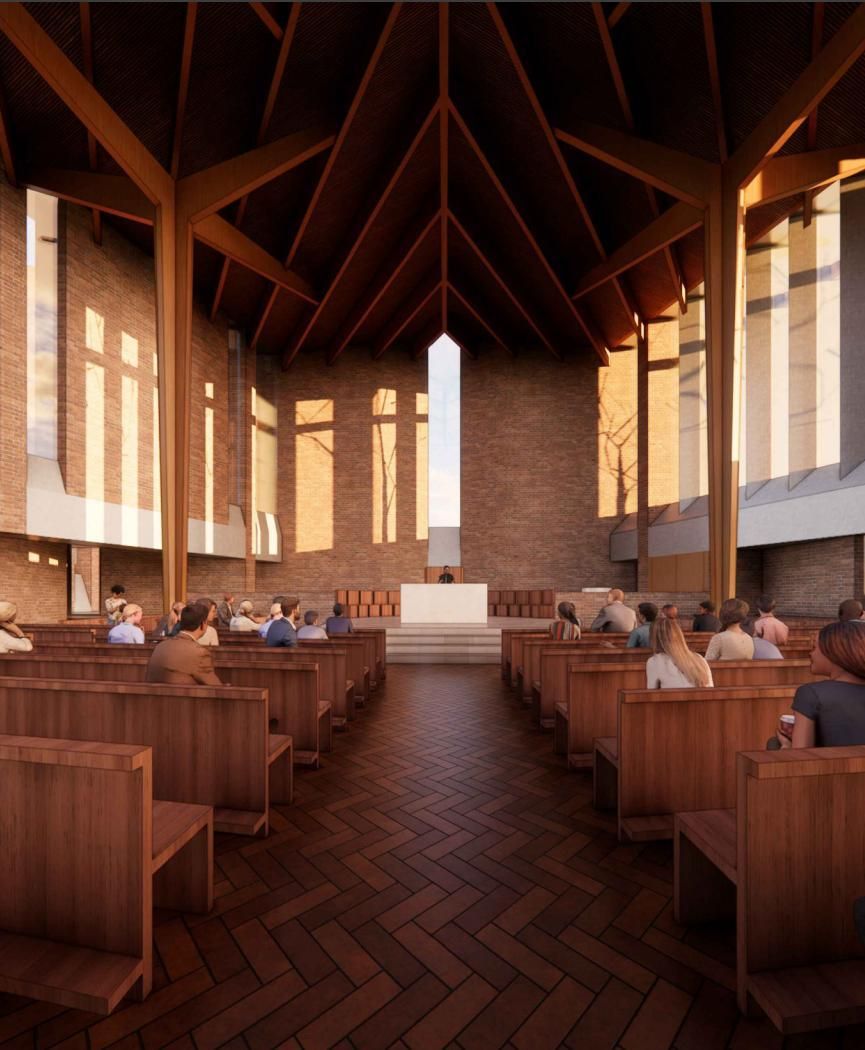 Recreación del interior del templo que la Iglesia propone construir en Valdebebas