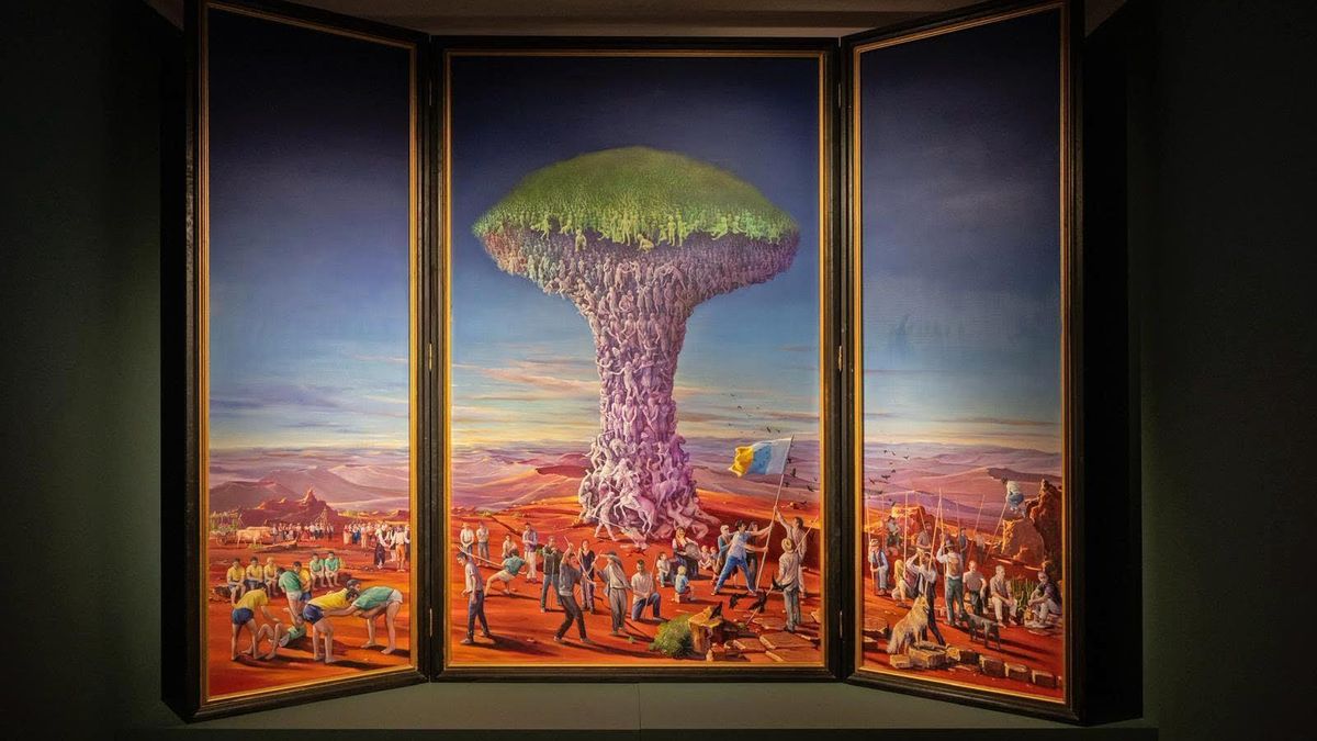 Representación de un drago ('Dracaena draco') de Luis Morera en la exposición ‘Ach Guañac. Geografías del vínculo’ en el Espacio Cultural de Santa Cruz de La Palma.