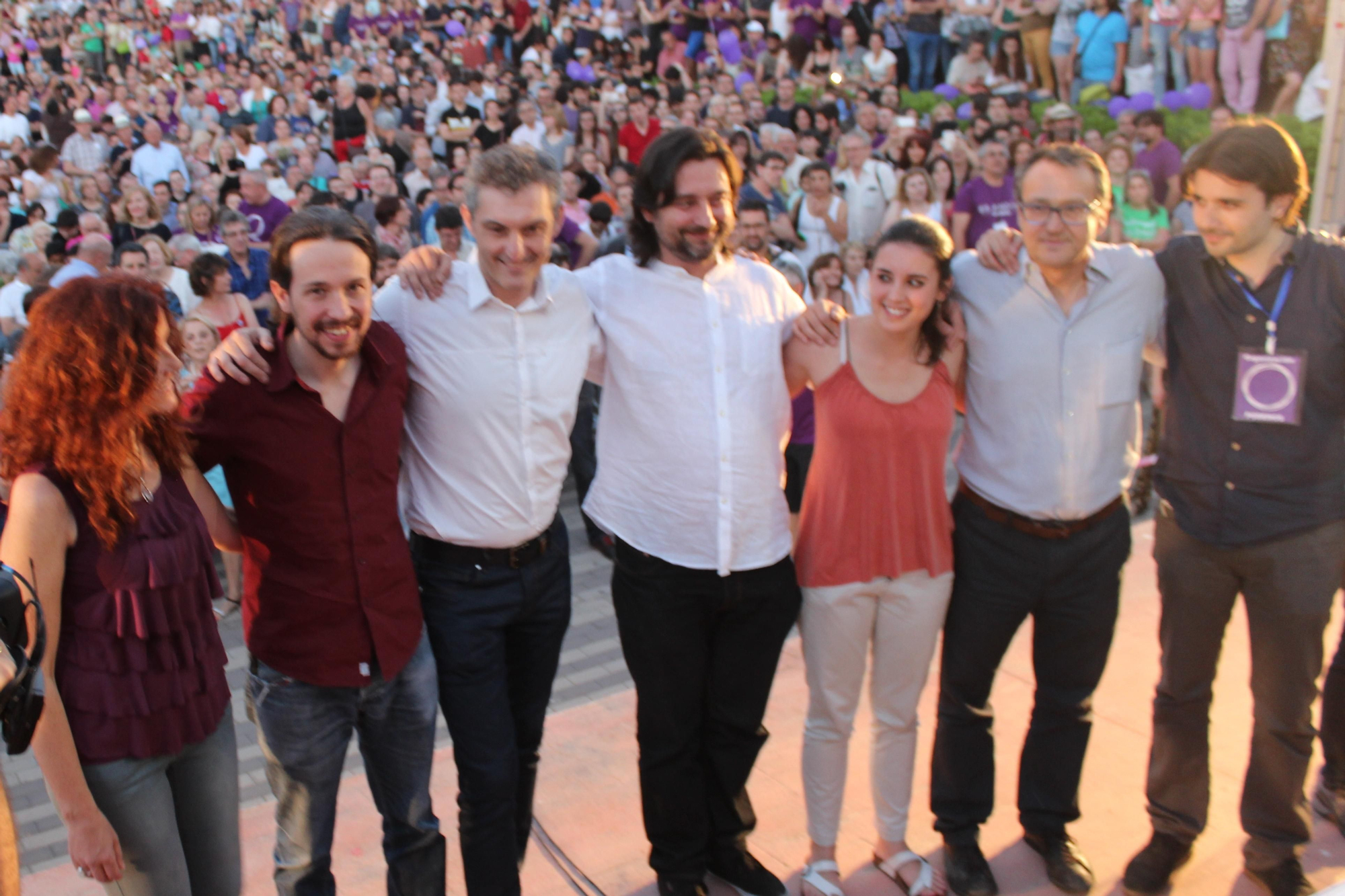 Mª Ángeles García, Pablo Iglesias, Óscar Urralburu, Rafa Mayoral, Irene Montero, Toni Carrasco y Javier Sánchez / PSS