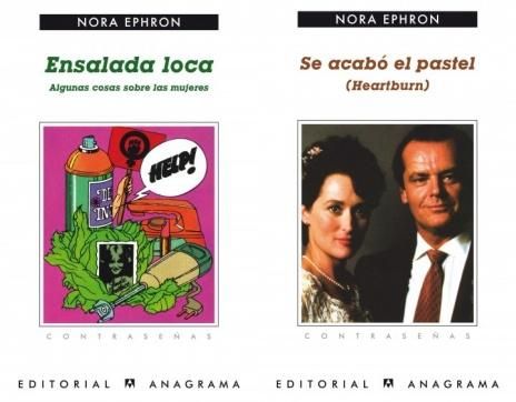 Portadas de dos libros de Nora Ephron publicados en castellano por Anagrama