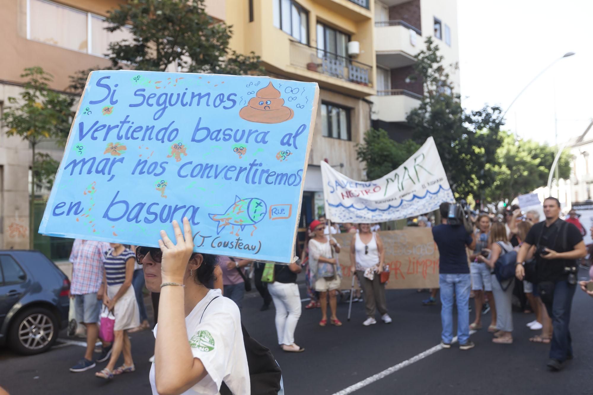 Algunas de las pancartas y mensajes exhibidos esta mañana de sábado