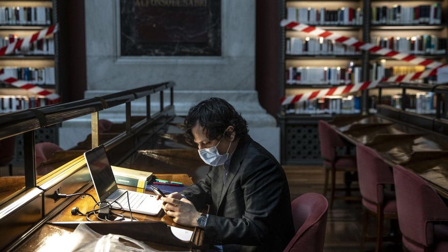 La Biblioteca Nacional de España tras su reapertura el 18 de junio de 2020. 