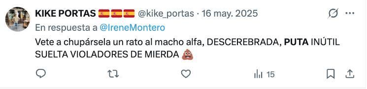Publicación de kike Portas contra Irene Montero en la red social X.