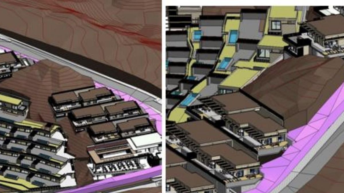 Recreación de cómo quedaría la zona en el Puertito de Adeje donde se encuentra el yacimiento arqueológico que el Cabildo de Tenerife ha pedido proteger, un espacio libre rodeado de las futuras villas de lujo de Cuna del Alma