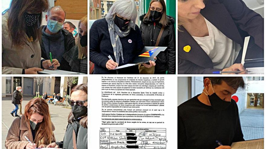 Los representantes de las formaciones independentistas firman la declaración