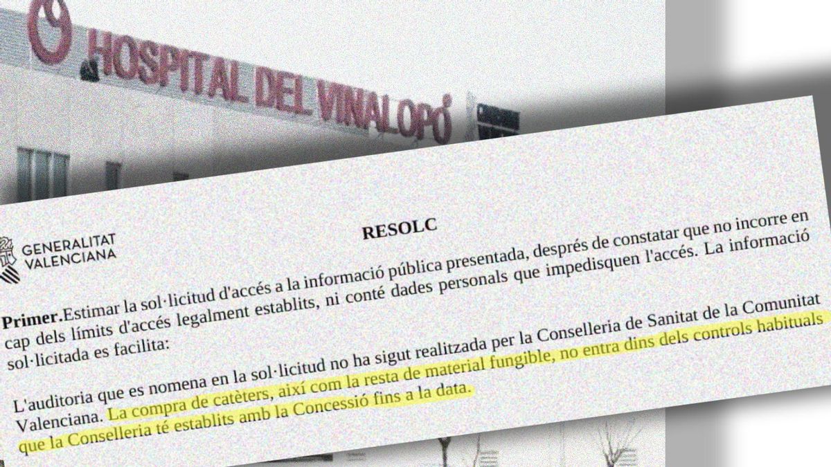 La Generalitat Valenciana admite que no controla habitualmente la compra de catéteres en el hospital privatizado de Elche