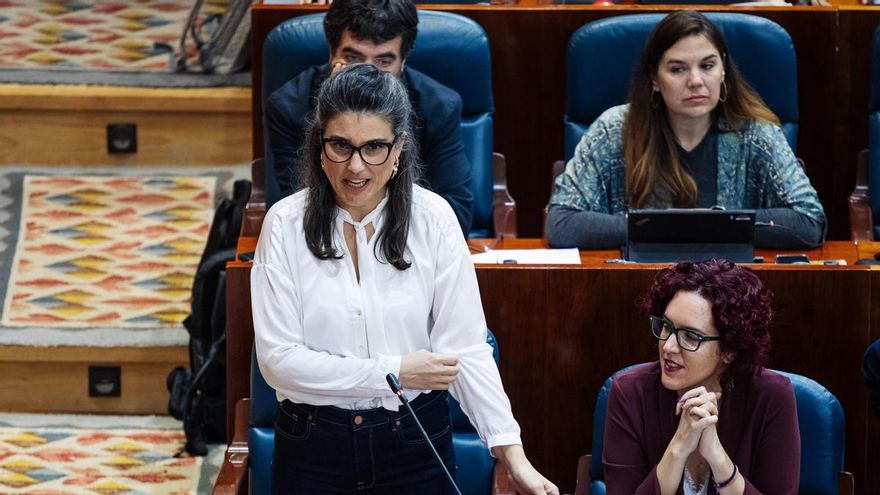 Archivo - Imagen de recurso de la portavoz de Más Madrid en la Asamblea, Manuela Bergerot, interviene durante un pleno en la Asamblea de Madrid.