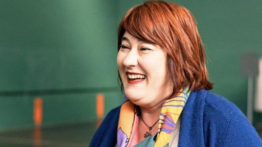 Eva Blanco, candidata de EA, vota este domingo.