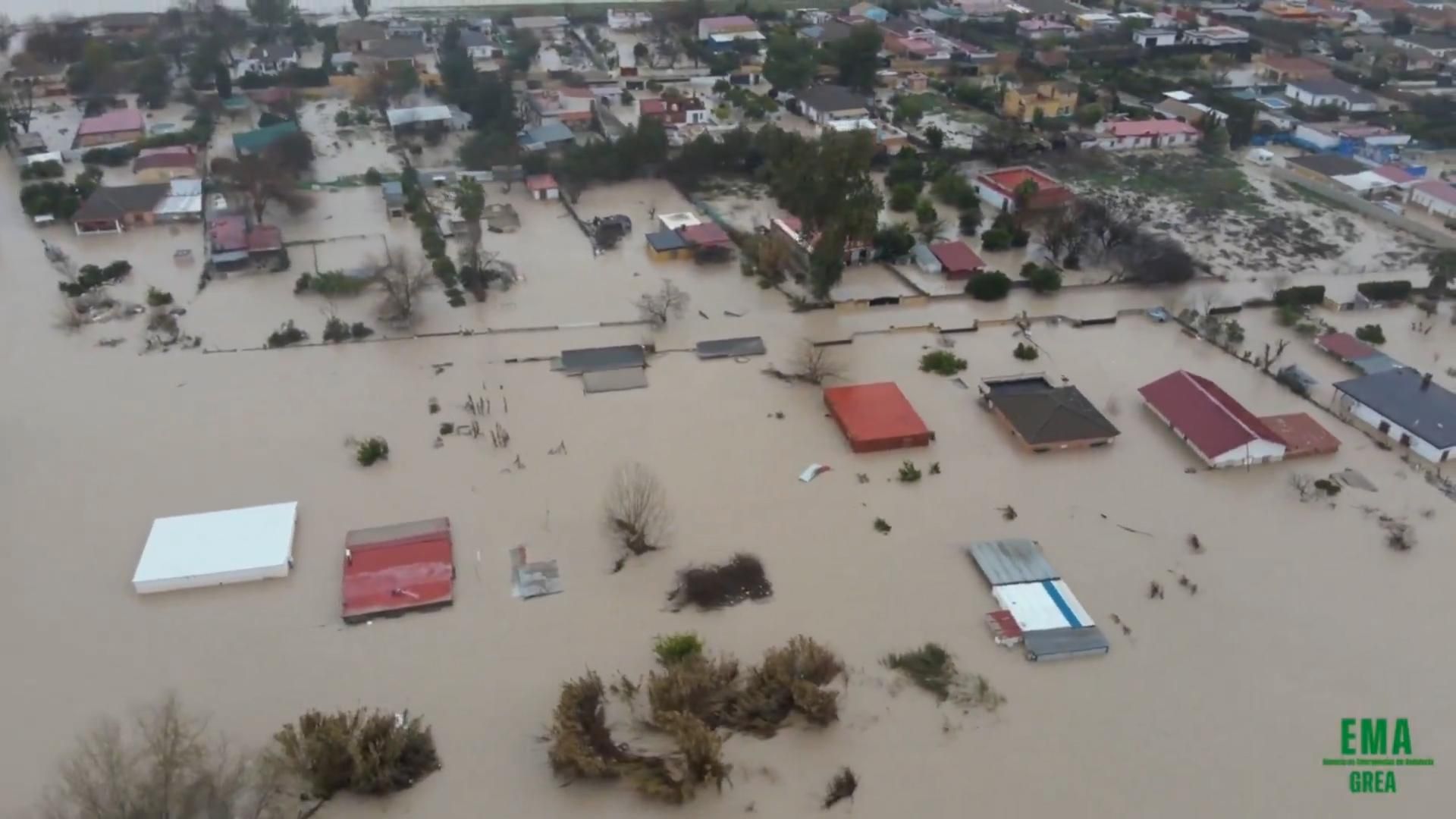 Imágenes aéreas de las parcelas afectadas por las inundaciones en Córdoba