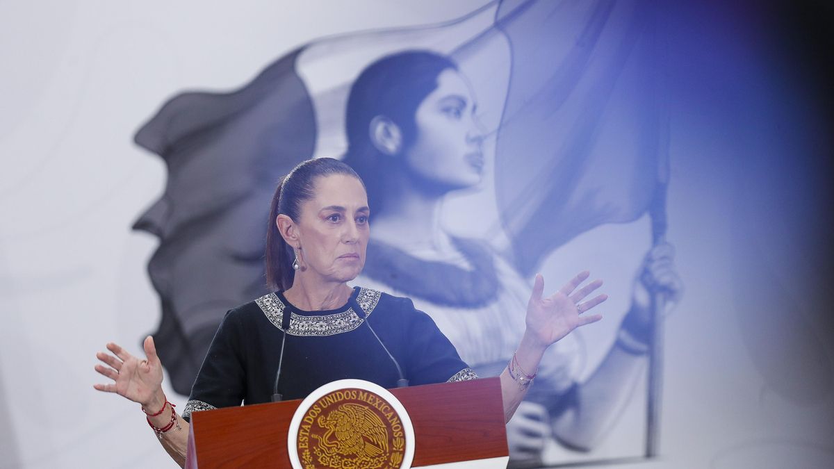 Claudia Sheinbaum en una rueda de prensa el 7 de mayo.