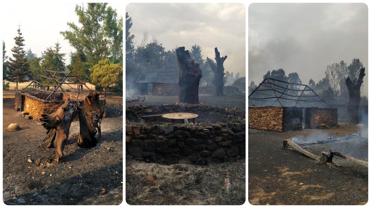 Pallozas, colmenares y tierras de labranza destrozadas por el fuego que arrasó el suroeste de León.