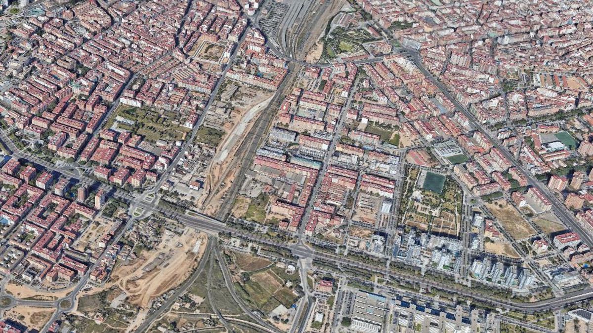 Vista aérea del barrio de Malilla, donde se proyectarán las viviendas permutadas.