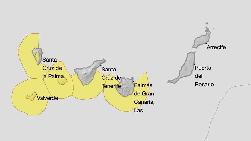 Cinco islas canarias, en aviso este jueves por vientos de hasta 80 km/h y oleaje
