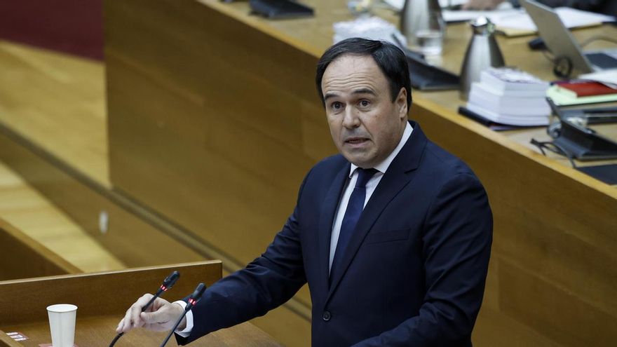 Juanfran Pérez Llorca, durante su intervención en el pleno celebrado este jueves para investirlo como nuevo president de la Generalitat.