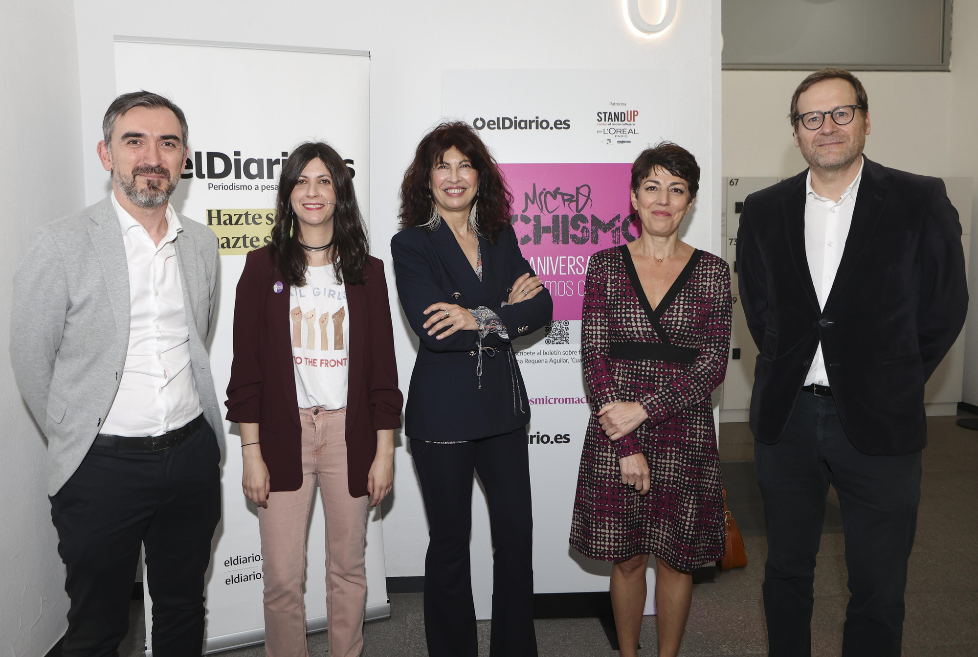 Ignacio Escolar, director de elDiario.es; Ana Requena, redactora jefa de Género de elDiario.es; Ana Redondo, ministra de Igualdad; Rosalía Lloret, CEO de elDiario.es; y Pablo Berástegui, director de La Casa Encendida