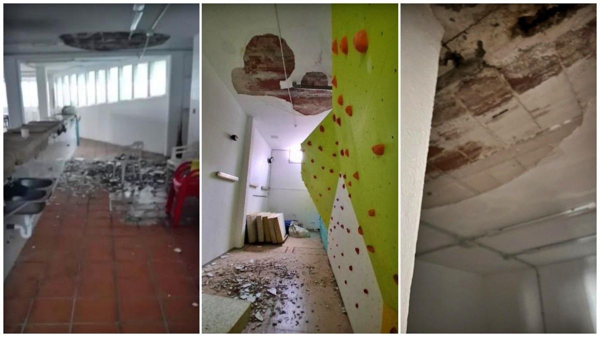 El polideportivo que "se cae a cachos" y Almeida no arreglará este año: techos en ruinas y salida de emergencia bloqueada