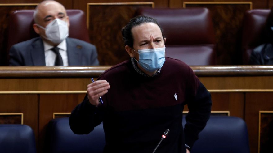 El vicepresidente segundo del Gobierno, Pablo Iglesias durante la sesión de control al Gobierno este miércoles en el Congreso. EFE/Chema Moya