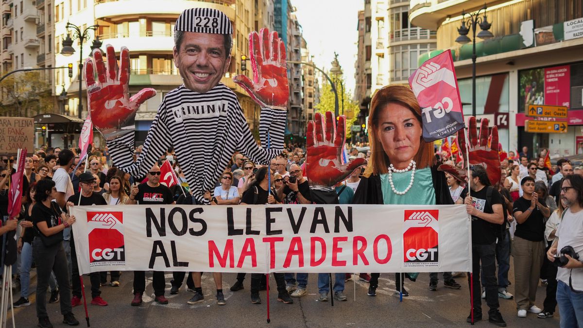 "Nos llevan al matadero"; un cartel de la manifestación del aniversario de la dana